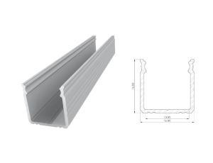 Profil ALU nawierzchniowy 16mm, surowy, dł 3000mm, max szer taśmy 12mm
