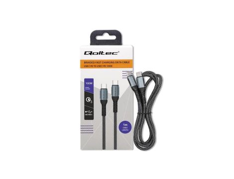 Qoltec Kabel USB 2.0 typ C USB 2.0 typ C 100W QC 3.0 PD 1m Czarny
