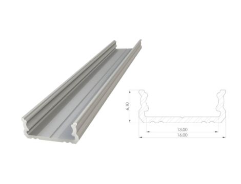 Profil ALU nawierzchniowy 6,1mm, anodowany srebrny, dł. 3000mm, max szer tamy 12mm