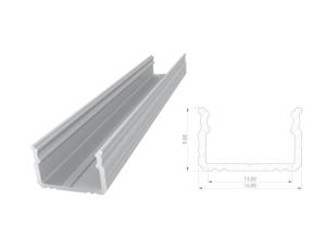 profil ALU nawierzchniowy 9,8mm, Anodowany srebrny, dł 1000mm, max szer taśmy 12mm