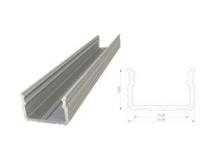 profil ALU nawierzchniowy 9,8mm, Anodowany srebrny, dł 3000mm, max. szer. taśmy 12mm