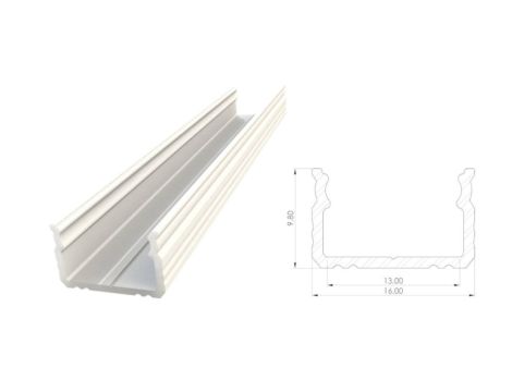Profil ALU nawierzchniowy 9,8mm, lakierowany biały, dł 1000mm, max szer taśmy 12mm