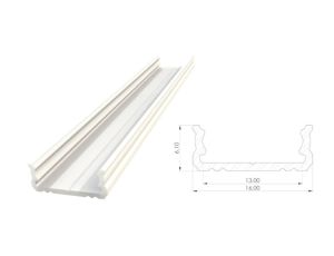 Profil ALU nawierzchniowy 6,1mm, lakierowany biały, dł. 1000mm, max szer taśmy 12mm