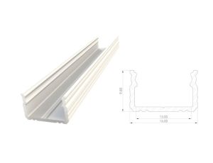 Profil ALU nawierzchniowy 9,8mm, lakierowany biały, dł 2020mm, max szer taśmy 12mm