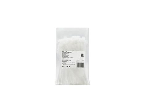 Qoltec Opaski zaciskowe Trytki kablowe 4.8*160mm 100 szt. Nylon66 UV Białe