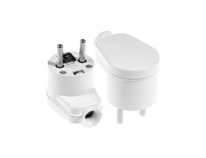 Wtyczka kątowa na kabel 2P+Z 16A biała