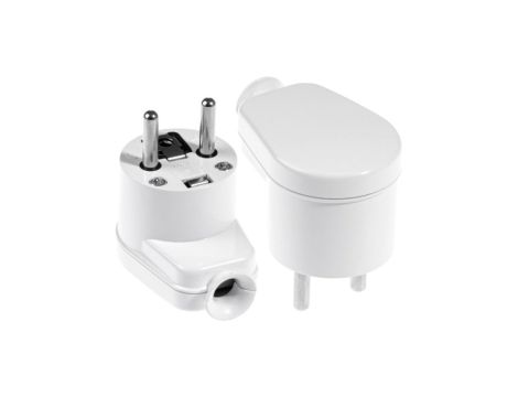 Wtyczka kątowa na kabel 2P+Z 16A biała