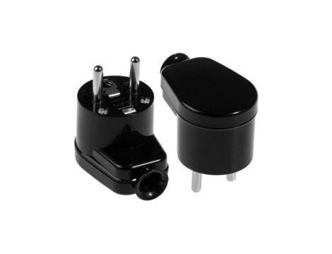 Wtyczka kątowa na kabel 2P+Z 16A czarna