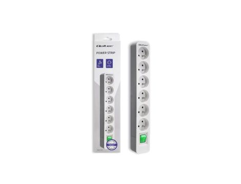 Qoltec Listwa zasilająca 6 gniazd 1.8m Biało-szara