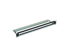 Patch Panel 19 panel krosowy 24 x DataGate UTP/FTP dla DataGate+ 6A, 1U, z półką kablową, niewyposażony, czarny PID-00258