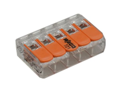 Szybkozłączka 5x 0,2-4,0mm2 uniwersalna (na drut / na linkę) 450V/32A ORYGINALNA 25szt. 221-415