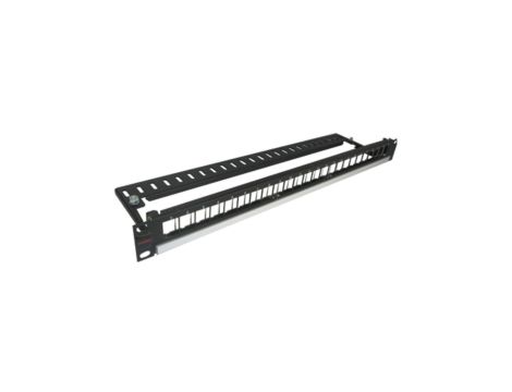 Panel 19-calowy 24 x Keystone UTP/FTP, 1U,z półką kablową, bez modułów, Czarny PID-00257
