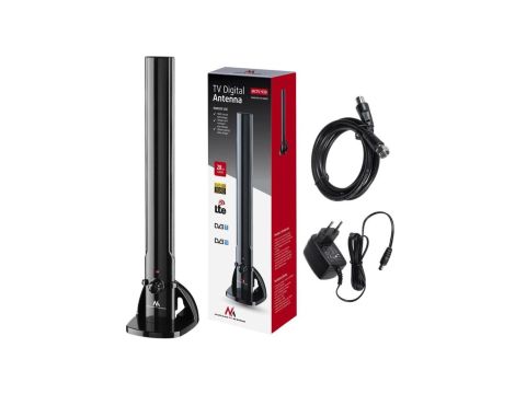 Antena TV DVB-T/T2 H.265 HEVC wewnętrzna tubowa Maclean MCTV-930 LTE, max poziom wyjściowy 100dBV MCTV-930