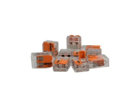 Szybkozłączka 2x 0,2-4,0mm2 uniwersalna (na drut / na linkę) 450V/32A ORYGINALNA woreczek 10szt. 221-412