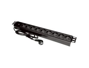 Listwa zasilająca rack 19 cali PDU gniazdo 9 x CEE 7/5 wtyk CEE 7/7 z diodą LED, kabel 3m