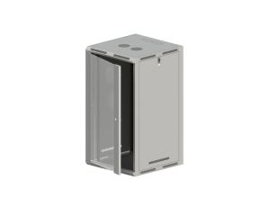 Szafa rack wisząca/stojąca 19 cali 21U 600x500, niedzielona, drzwi szklane, kolor szary FLAT PACK