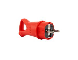 Wtyczka gumowa 16A 230V IP44 z uchwytem czerwona