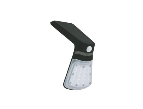 Kinkiet LED solarny 2W 4000K/neutralna IP65 z cz. zmierzchu i ruchu PIR aku. ABS/PC FOX SOLAR PIR 16LED B NW GXSO007