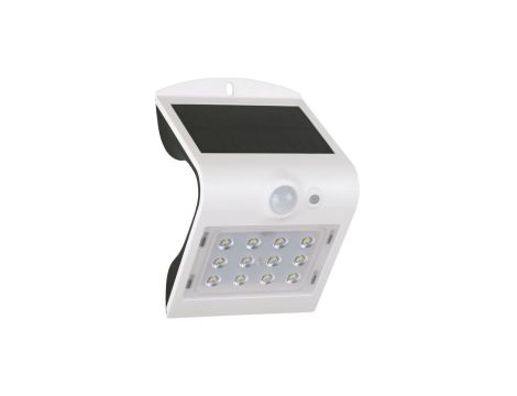 Kinkiet LED solarny 1,5W 4000K/neutralna IP65 z cz. zmierzchu i ruchu PIR aku. ABS/PC FOX SOLAR PIR 12LED W NW GXSO004