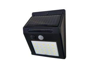 Kinkiet LED solarny 3W 120lm 4000K/neutralna IP44 z cz. zmierzchu i ruchu PIR aku. ABS EMA SOLAR PIR 20LED NW GXSO002