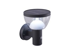 Kinkiet LED solarny 3W 4000K/neutralna IP44 z cz. zmierzchu i ruchu PIR aku. metal LARIX SOLAR PIR 20 NW GXSO010