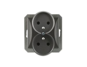 OPAL Gniazdo podwójne z uziemieniem do ramki grafitowe GPt-6/m Op GR