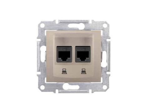 Sedna Gniazdo komputerowe podwójne RJ45 kat.5e UTP satynowe SDN4400168