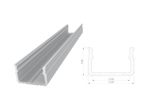 profil ALU nawierzchniowy 9,8mm surowy, dł 2020mm, max szer tamy 12mm