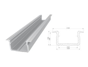 profil ALU wpuszczany, surowy, dł. 1000mm, max szer tamy 12mm