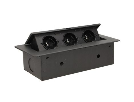 Gniazda wpuszczane w blat 3x230V /płaski frezowany rant/ czarne OR-AE-1336/B