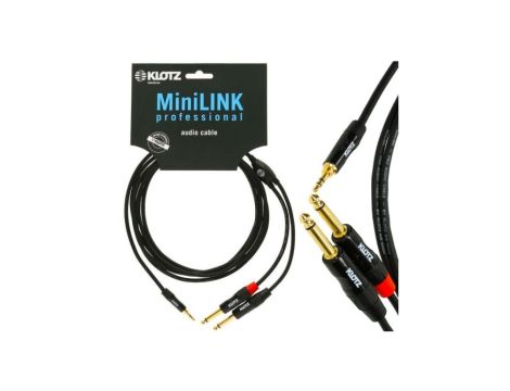 KLOTZ Kabel Audio mini Jack 3,5mm Stereo (wtyk) / 2x Jack 6,3mm Mono (wtyk) 3m