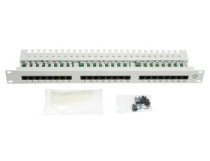 Patch panel RACK 19 kat.5e 24p UTP z półką 1U czarny