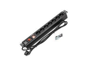 Listwa zasilająca RACK 19 1U 7 gniazd z bezpiecznikiem i wyłącznikiem 1,8m