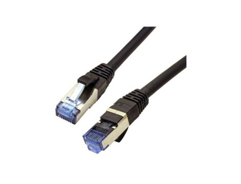 Patchcord S/FTP kat.6A PiMF kabel sieciowy LAN 2x RJ45 linka PoE czarny 1m