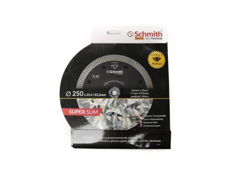 Tarcza diamentowa 250mm 25,4 / 22,2mm Premium Slim do gresu płytek Schmith