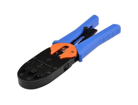 Zaciskarka wtyków modularnych RJ45 (8p8c) i telefonicznych RJ12 (6p6c) RJ11 (6p4c) oraz RJ10 (4p4c) czołowa