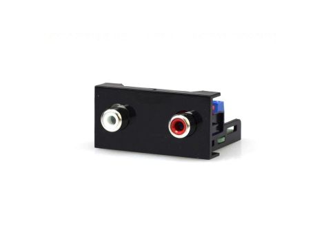 Gniazdo 2x RCA szybkozłącze moduł 1M 22,5x45 czarny Mediabox