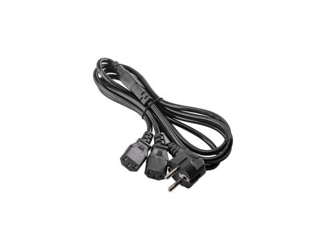 Kabel zasilający Y rozdzielacz Akyga AK-PC-04A CCA 3x0.5mm CEE 7/7 / 2x IEC C13 1.8 m