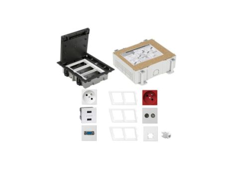 KONTAKT SIMON FLOOR BOX puszka podłogowa 1x gniazdo z/u + 1x DATA +1x RTV-SAT+ 1x gniazdo RJ45 kat.6 + gniazdo VGA + USB ładowan