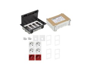 KONTAKT SIMON FLOOR BOX puszka podłogowa 4x gniazdo pojedyncze z/u + 2x DATA + 2x gniazdo RJ45 kat. 6 nieekranowany + kaseta do