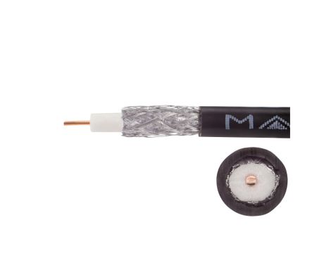 Przewód koncentryczny zewnętrzny żelowany 75ohm RG6 1,02/4,57/6,8 Cu czarny Maxcable /100m/