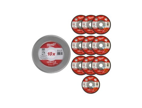 Tarcza tnąca do metalu płaska 125x1mm10szt PRO+ MILWAUKEE