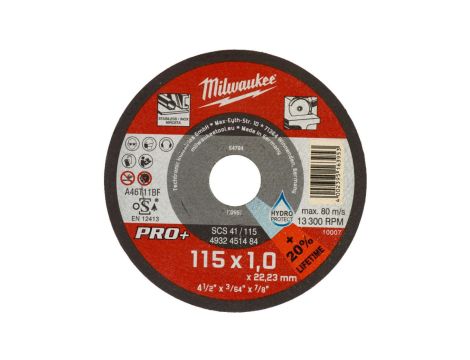 Tarcza tnąca do metalu płaska 115x1 mm PRO+ MILWAUKEE