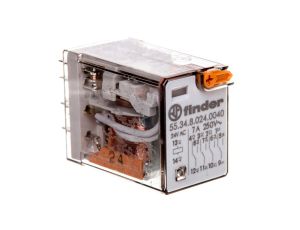 Przekaźnik miniaturowy 4P 7A 24V AC przycisk testujący mechaniczny wskaźnik zadziałania AgNi 55.34.8.024.0040