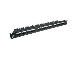 Patch panel UTP kat.6, 24 porty LSA z półką 1U PK001