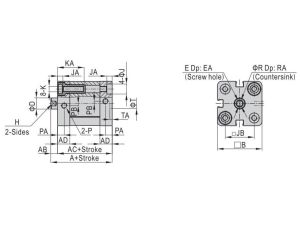 Siłownik pneumatyczny kompaktowy, D20x25 ISO21287, z gwintem wewnętrznym