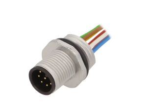 Gniazdo męskie M12 8-PIN na panel ESTGH080MSS00,5E08 (PG9)