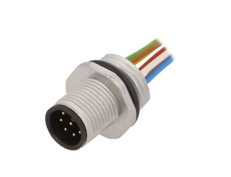 Gniazdo męskie M12 8-pin na panel ESTGH080MSS00,5E08 (PG9)