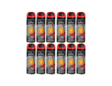 Farba geodezyjna do znakowania spray czerwona 12 sztuk SOPPEC Fluo T.P.