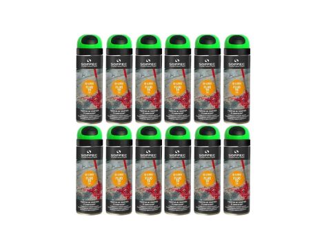 Farba geodezyjna do znakowania spray zielona 12 sztuk SOPPEC Fluo T.P.